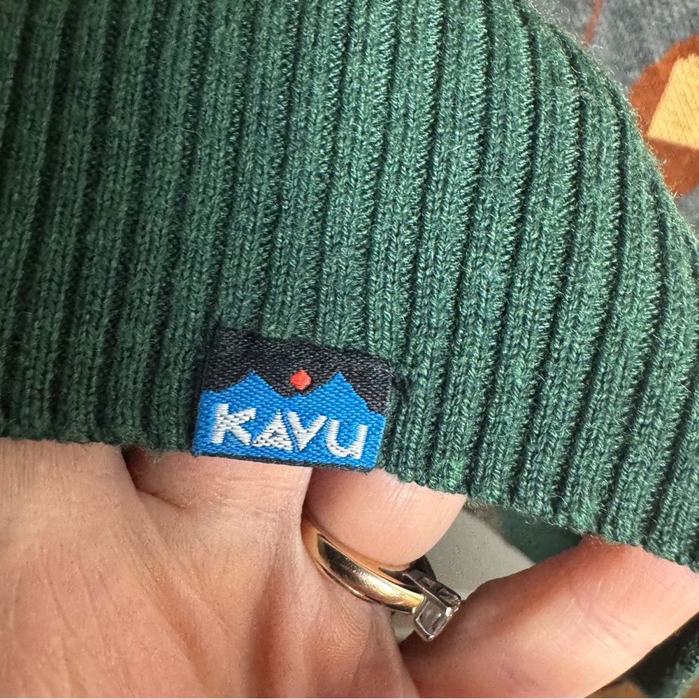 Kavu Men's Abstract funky Green and Brown Crewneck Sweater - Picture 6 of 7